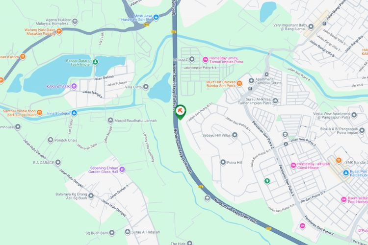 Map - Horizontal Spectacular Billboard at NSE Highway KM 291.5, Kajang, Kuala Lumpur (Near Putra Mahkota Interchange)