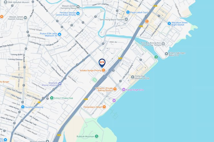 Map - Digital Overhead Bridge Billboard at Jalan Sungai Pinang, George Town, Penang (beside Kilang Pen Apparel)