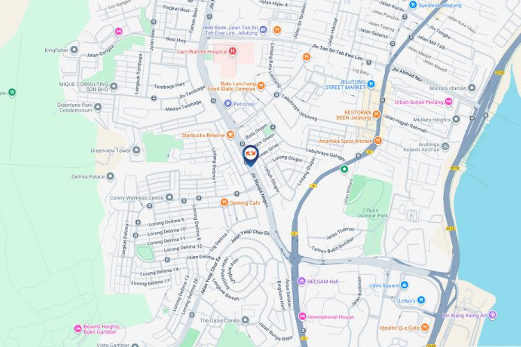 Map - Digital Overhead Bridge Billboard at Jalan Masjid Negeri, Jelutong, Penang (beside Shell)