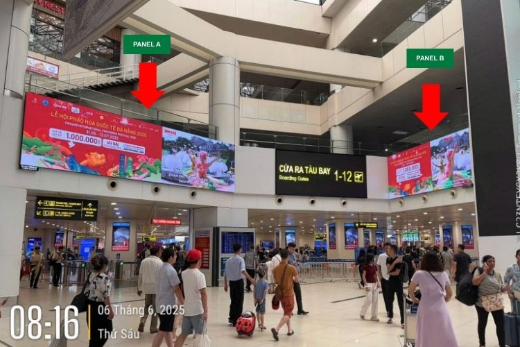 2 Panel Horizontal LED Screen Billboard at Noi Bai International Airport, Noi Bai Ward, Ha Noi City (Level 2, Domestic Departures Terminal)