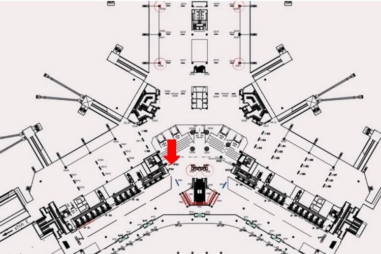 Map - Horizontal Airport LED Screen Billboard at Noi Bai International Airport, Noi Bai Ward, Ha Noi City (IP53A, Level 2, in front of the security screening entrance, Domestic Departures Terminal)