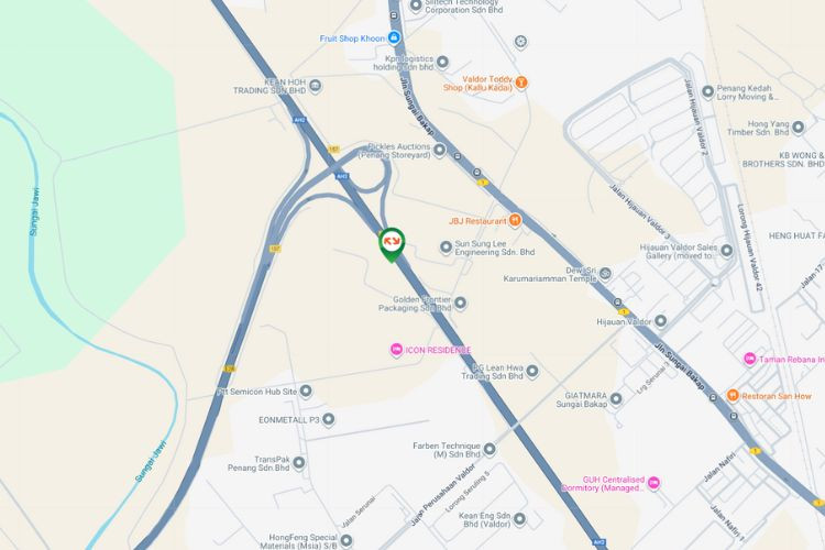 Map -  Vertical Unipole Billboard at NSE Highway KM155.3, Simpang Ampat, Penang (Batu Kawan - 2nd Bridge)