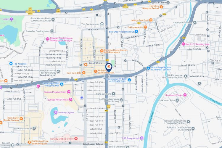 Map - Vertical Digital Screen Billboard at LDP Sunway Intersection, Petaling Jaya, Selangor