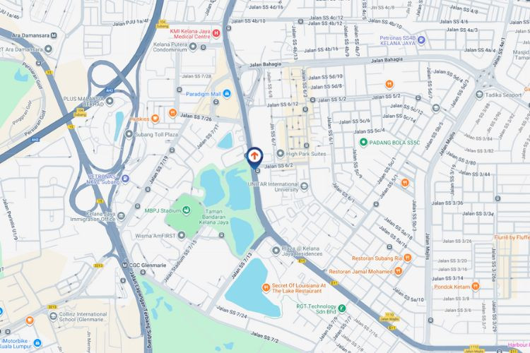 Map - Digital Overhead Bridge Billboard at LDP Highway KM13.4, Petaling Jaya, Selangor (near Pos Malaysia @ Kelana Jaya)