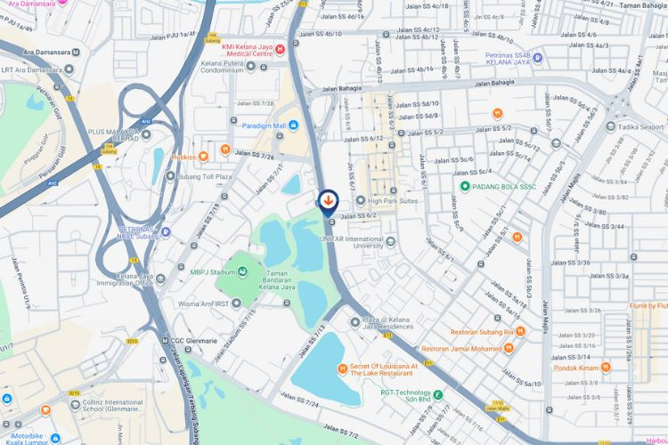 Map - Digital Overhead Bridge Billboard at LDP Highway KM13.4, Petaling Jaya, Selangor (near Neptune Club)