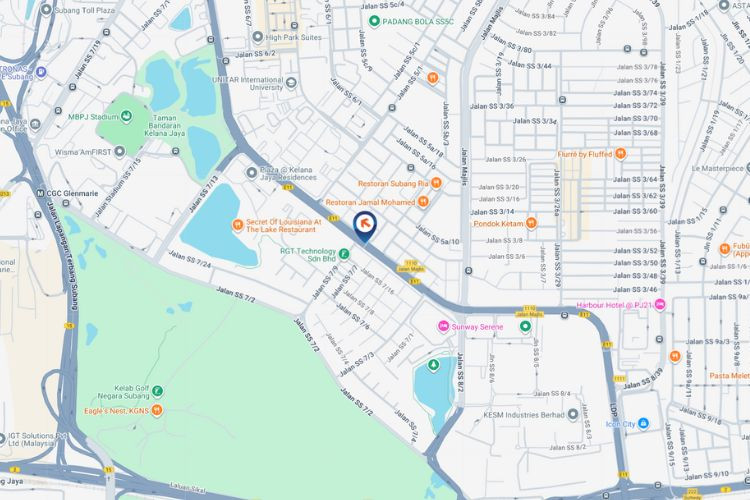 Map - Digital Overhead Bridge Billboard at LDP Highway KM14.5, Petaling Jaya, Selangor (from Kompleks Sukan PKNS)