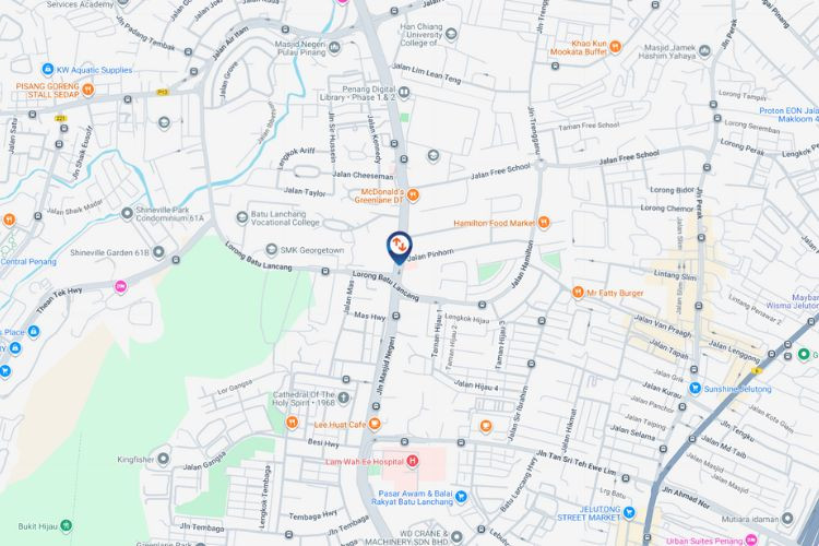 Map - Digital Overhead Bridge Billboard at Jalan Masjid Negeri - SK Convent Green Lane, Jelutong, Penang