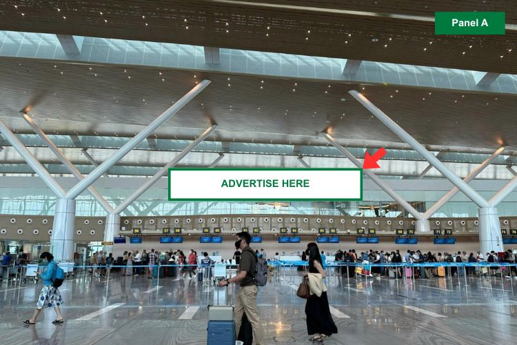 2 Panel Horizontal Airport LED Screen Billboard at Tan Son Nhat International Airport, Tan Son Nhat Ward, Ho Chi Minh City (T3 Terminal, Vietnam Airlines check-in area)