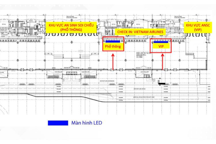 Map - Horizontal Airport LED Screen Billboard at Tan Son Nhat International Airport, Tan Son Nhat Ward, Ho Chi Minh City (T3 Terminal, Vietnam Airlines check-in area)