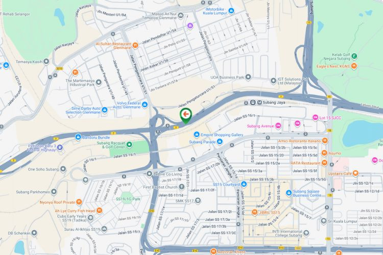 Map - Mini Gantry Billboard at Federal Highway KM18.1, Subang, Selangor (near Empire Subang)