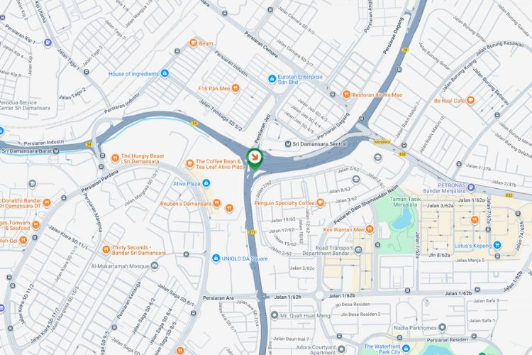 Map - Overhead Bridge Billboard at LDP Highway / Jalan Kuala Selangor, Sri Damansara, Sungai Buloh, Selangor