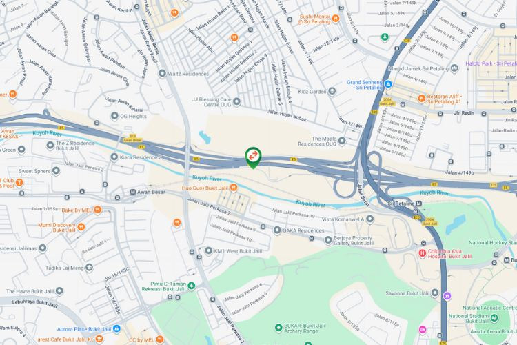 Map - Vertical Minipole Billboard at KESAS Highway KM49, Kuala Lumpur (near Toll Plaza West towards Awan Besar Bukit Jalil)