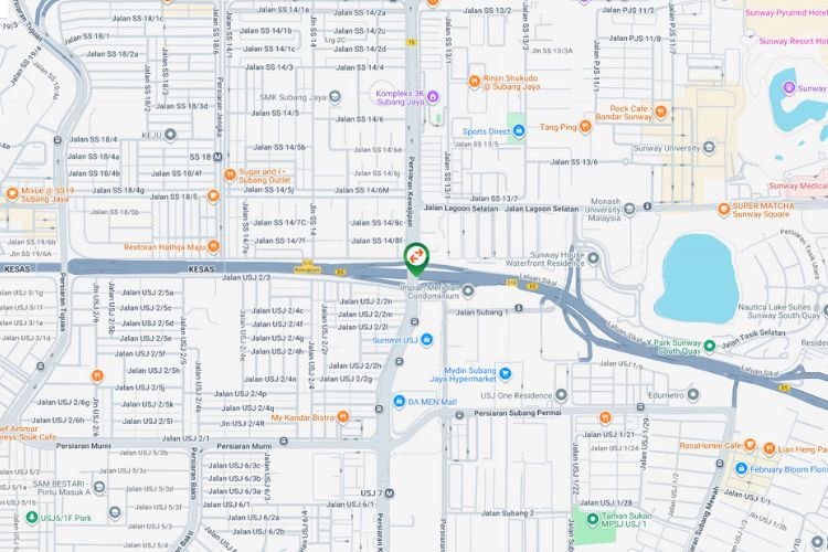 Map - Overhead Bridge Billboard at KESAS KM38.75, Subang Jaya, Selangor