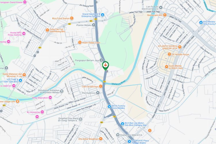 Map - Overhead Bridge Billboard at Lebuh AMJ, Melaka (near SJK (C) Malim)