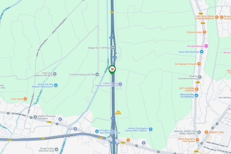 Map - Free Standing Billboard at NSE Highway KM128.8, Butterworth, Penang (before Plaza Tol Sungai Dua, NB)