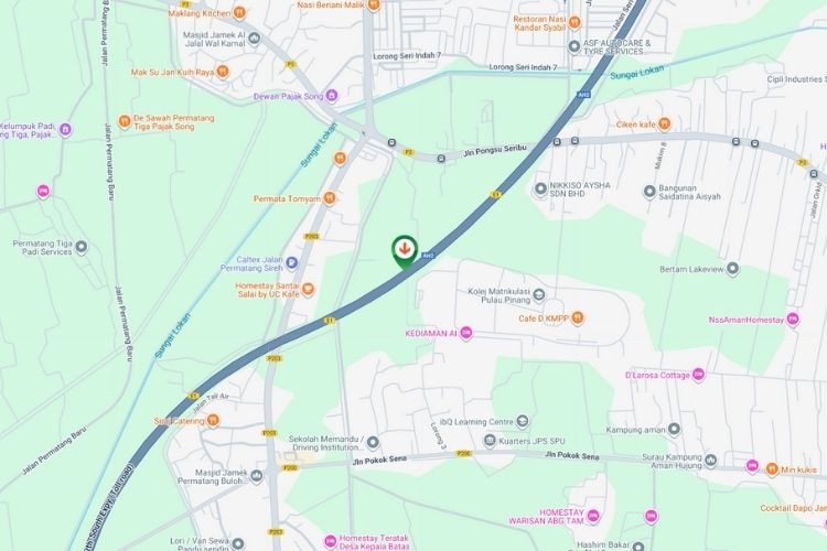 Map - Free Standing Billboard at NSE Highway KM124, Kepala Batas, Penang (after Plaza Tol Sungai Dua, NB)