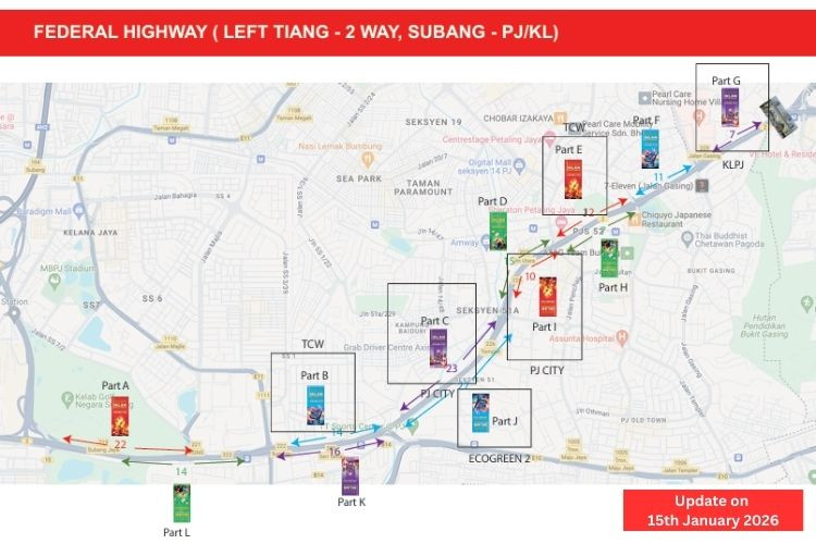22 Panel Fixed Panel Street Bunting Billboard at Federal Highway, Petaling Jaya, Selangor (Kelab Golf Subang - Bangsar South)