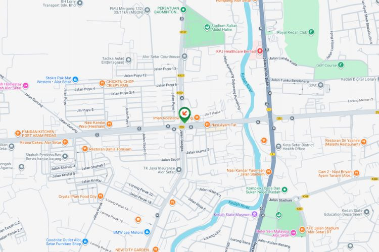 Map - Vertical Minipole Billboard at Sultanah Bahiyah Highway / Jalan Suka Menanti, Alor Setar, Kedah (left panel [A])