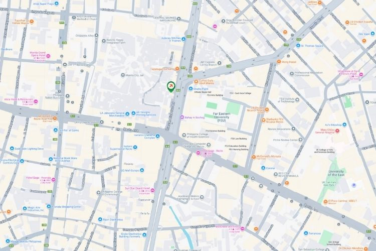 Map - Vertical Rooftop Billboard at 875-877 Quezon Boulevard, Sta. Cruz, Manila, Metro Manila (Near Far Eastern University)