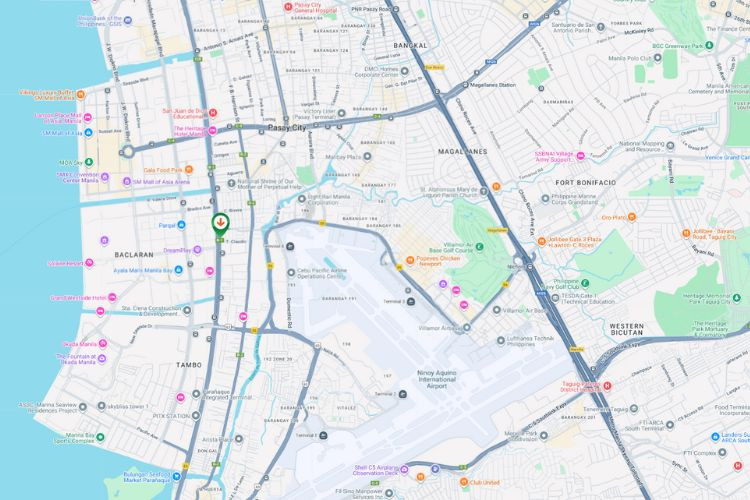 Map - Vertical Wall-Mounted Billboard at 157 Roxas Boulevard, Baclaran, Paranaque, Metro Manila (On the facade of Crowne Bay Tower)