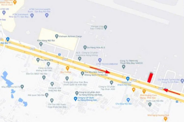 Map - Horizontal Unipole Billboard at Noi Bai International Airport, Noi Bai Ward, Ha Noi City (Pillar 1)