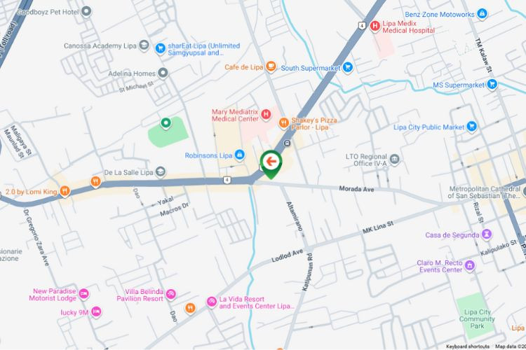 Map - Horizontal Rooftop Billboard at 34 President Jose P. Laurel Hwy., Lipa, Batangas (Near Robinsons Place Lipa)