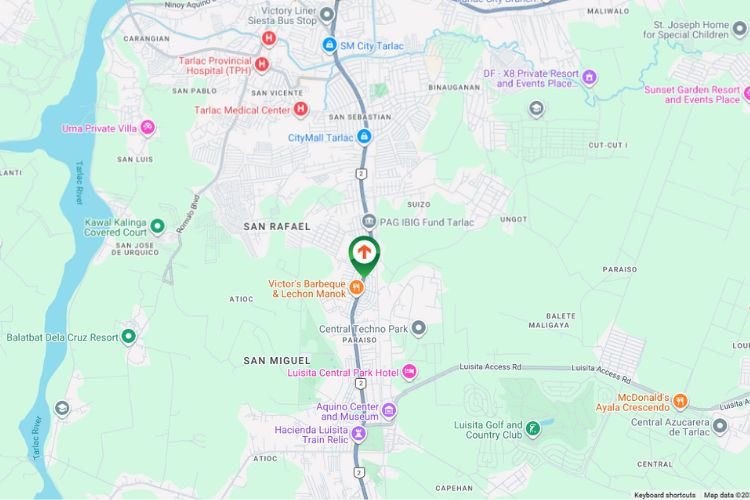 Map - Horizontal Rooftop Billboard at McArthur Highway, Tarlac City, Tarlac (Near SM City Tarlac Side A, Day View)