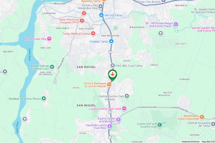 Map - Horizontal Rooftop Billboard at McArthur Highway, Tarlac City, Tarlac (Near SM City Tarlac Side B, Day View)