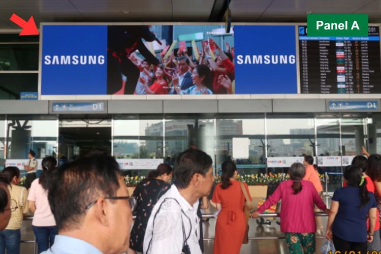 Panel A - Horizontal Airport LED Screen Billboard at Tan Son Nhat International Airport, Tan Son Hoa Ward, Ho Chi Minh City (Departure in gate D1 and D2, T2 Terminal)