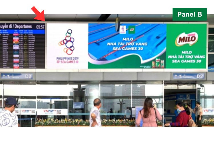 Panel B - Horizontal Airport LED Screen Billboard at Tan Son Nhat International Airport, Tan Son Hoa Ward, Ho Chi Minh City (Departure in gate D1 and D2, T2 Terminal)