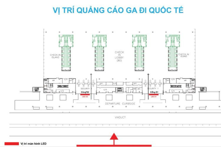 Map - Horizontal Airport LED Screen Billboard at Tan Son Nhat International Airport, Tan Son Hoa Ward, Ho Chi Minh City (Departure in gate D1 and D2, T2 Terminal)