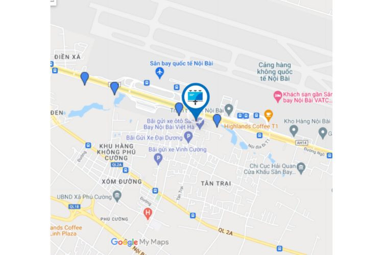 Map - Horizontal Unipole Billboard at Noi Bai International Airport, Ba Dinh Ward, Ha Noi City (Opposite Noi Bai International Airport, Nhat Tan - Noi Bai street)