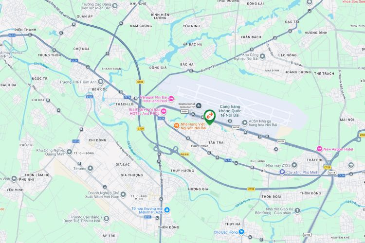Map - Horizontal Unipole Billboard at Noi Bai International Airport, Ba Dinh Ward, Ha Noi City (Opposite Noi Bai International Airport, Nhat Tan - Noi Bai street)