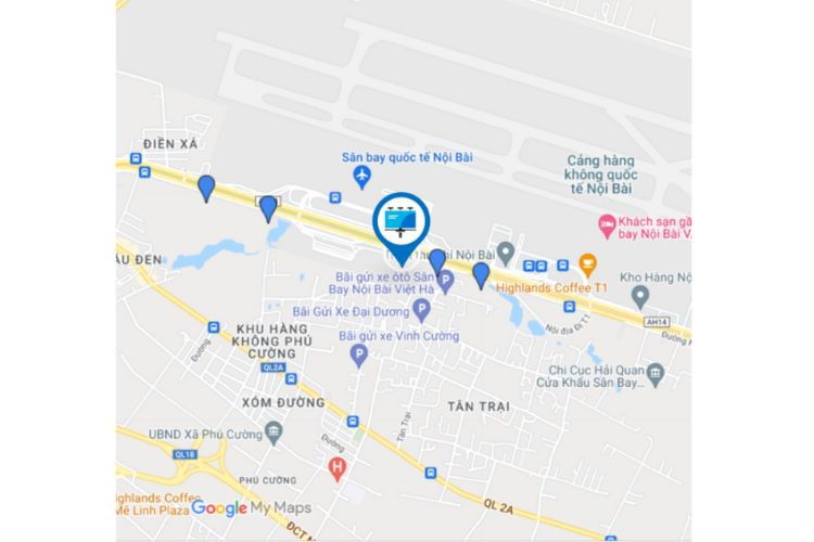 Map - Horizontal Unipole Billboard at Noi Bai International Airport, Ba Dinh Ward, Ha Noi City (Opposite Noi Bai T2 terminal, Nhat Tan - Noi Bai street)