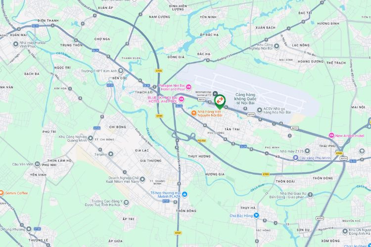 Map - Horizontal Unipole Billboard at Noi Bai International Airport, Ba Dinh Ward, Ha Noi City (Opposite Noi Bai T2 terminal, Nhat Tan - Noi Bai street)