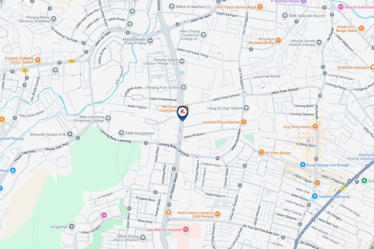 Map - Vertical Digital Screen Billboard at Jalan Masjid Negeri, Jelutong, Penang (next to Shell)