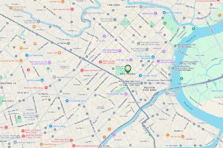 Map - Horizontal E-tower Panel Billboard at Nguyen Du and Truong Dinh Intersection, Ben Thanh Ward, Ho Chi Minh City (Tram Sai Gon 300)