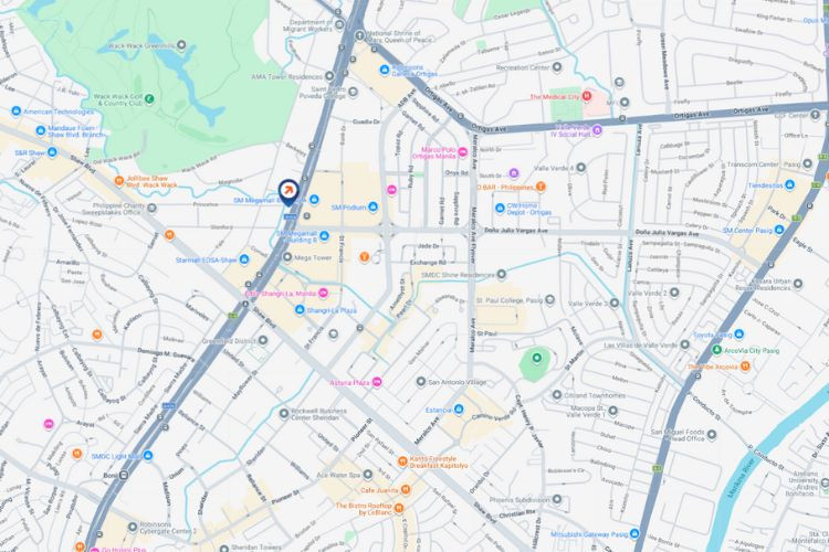 Map - Vertical Digital Screen Billboard at EDSA Highway 54 South Bound, Mandaluyong, Metro Manila (Near SM Megamall and Starmall Shaw Boulevard)