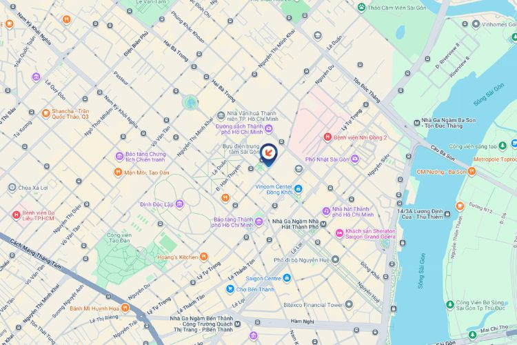 Map - Vertical LED Screen Billboard at Nguyen Du and Cong Xa Paris intersection, Sai Gon Ward, Ho Chi Minh City