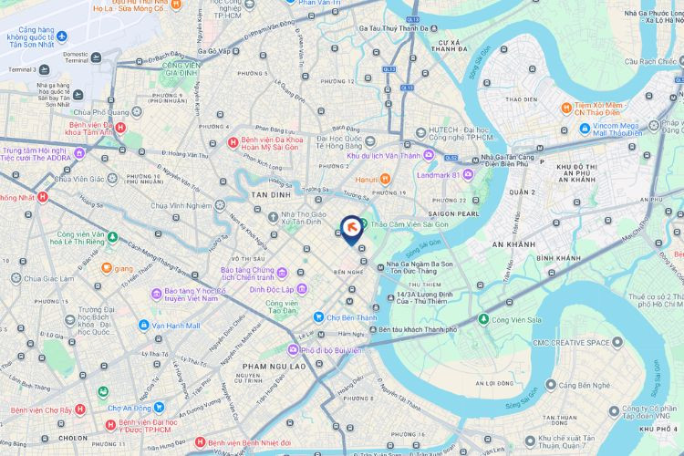 Map - Vertical LED Screen Billboard at Corner of Le Duan & Dinh Tien Hoang (right side), Sai Gon Ward, Ho Chi Minh City