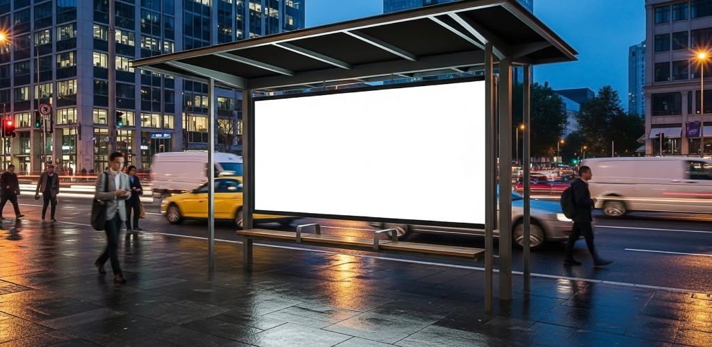 digital videotron in pedestrian walkway