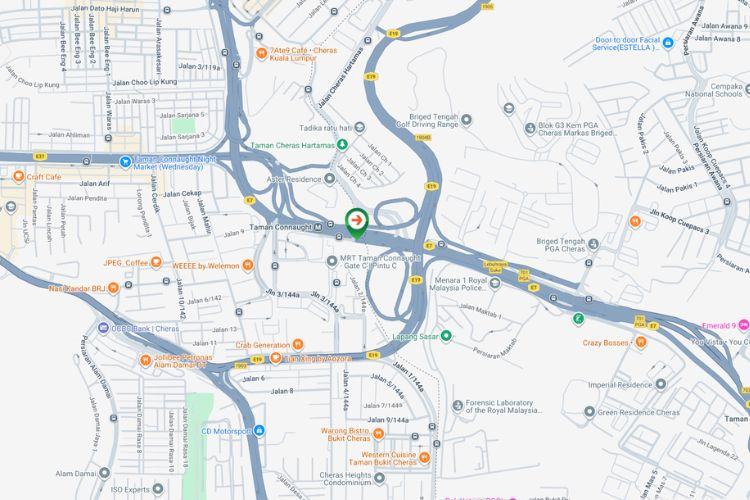 Map - Horizontal Minipole Billboard at CKE / Lebuhraya Cheras Kajang, Kuala Lumpur (near Cheras Sentral Mall)