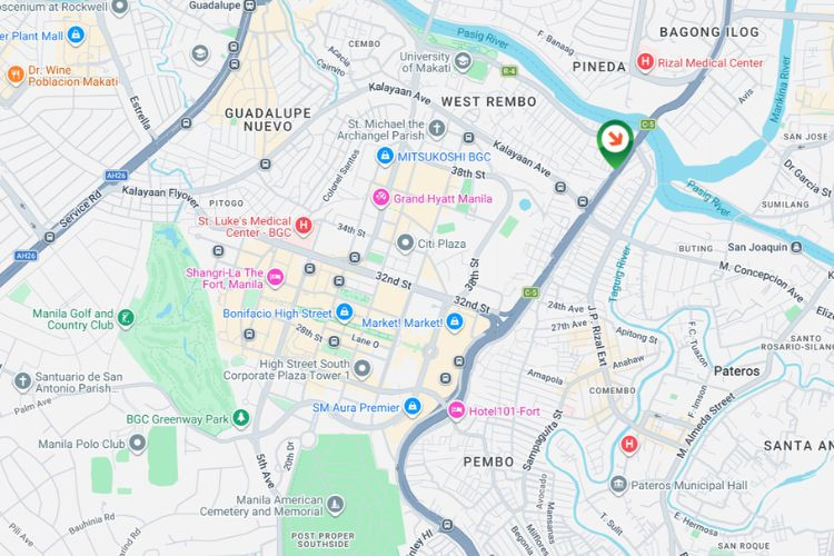 Map - Vertical Rooftop Billboard at C5 Bridge, West Rembo, Taguig, Metro Manila (Near University of Makati)