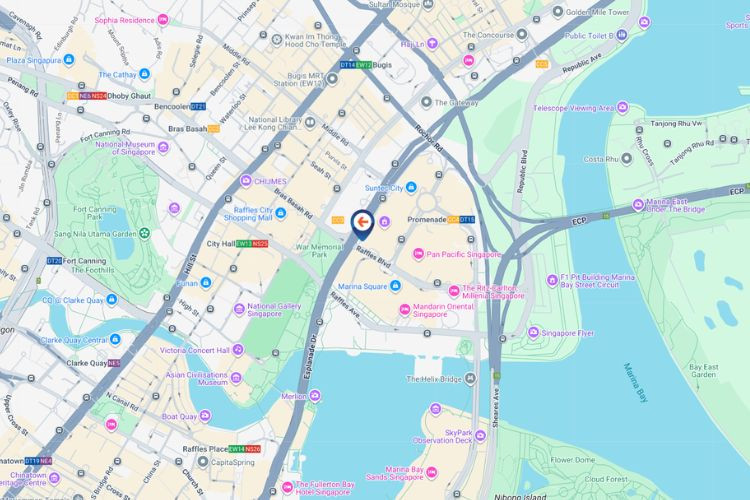 Map - Vertical Digital Screen Billboard at Nicoll Highway / Raffles Blvd, Marina Bay, Central Region (attached to Suntec Singapore Convention & Exhibition Centre)