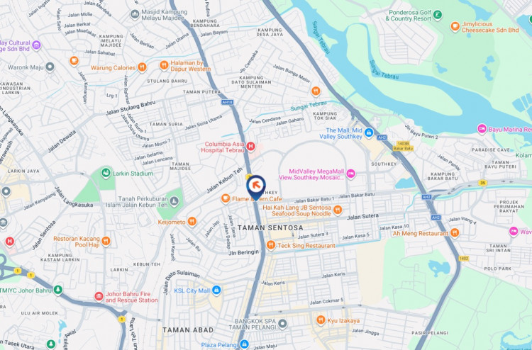 Map - Horizontal Digital Screen Billboard at Jalan Tebrau, Johor Bahru, Johor (near Wisma Daiman)