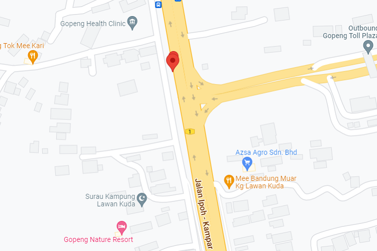 Intersection Jalan Ipoh-Kuala Lumpur from Plus Highway / Tol Gopeng, Perak