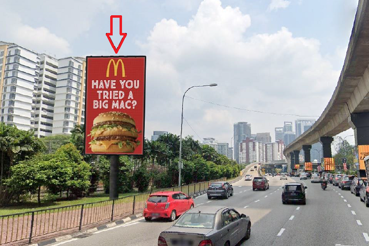 1 Panel Digital Screen Billboard at Jalan Bangsar, Kuala Lumpur (near MidValley Megamall)