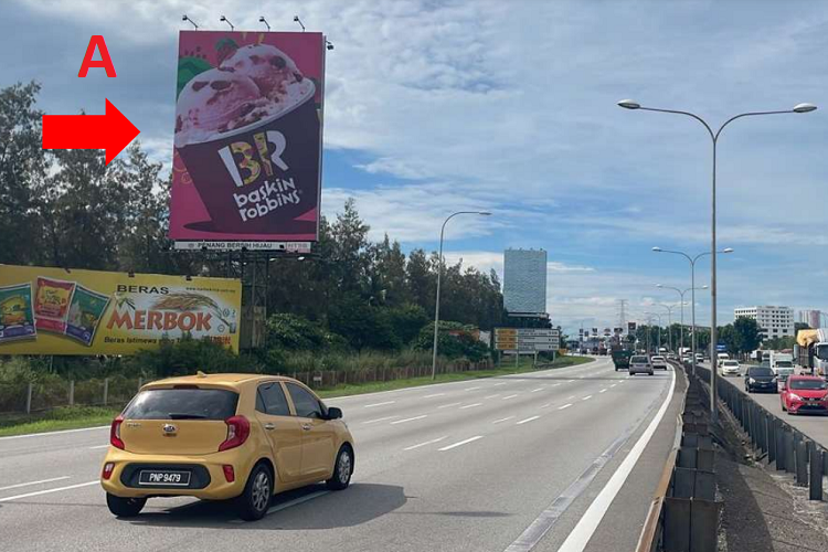 2 Sided Vertical Unipole Billboard at NSE Highway KM 141 - Juru Autocity, Perai, Penang