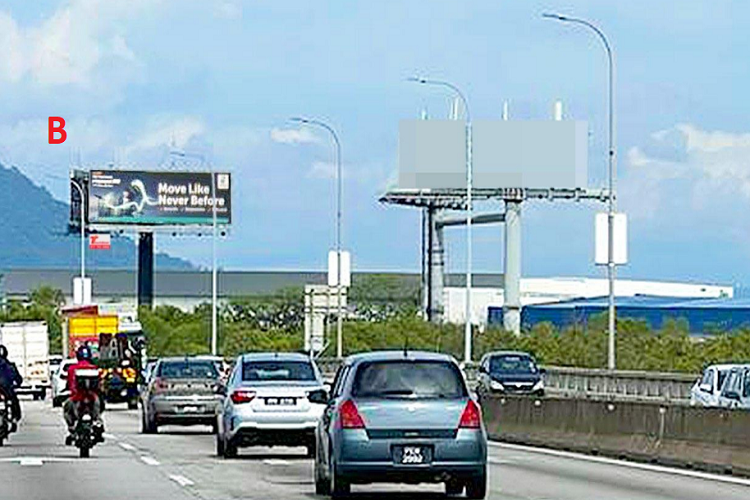 Horizontal Unipole Billboard at Penang 1st Bridge, Perai, Penang (right after toll)