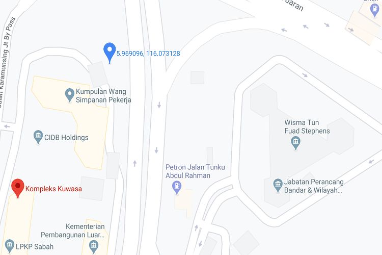 Jalan Tuanku Abdul Rahman in front of Complex KUWASA, Sabah